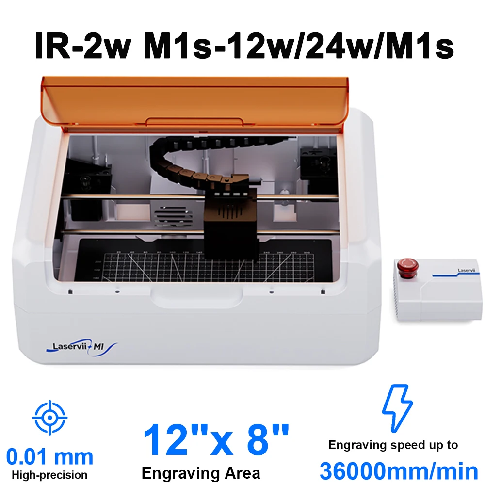Laservii M1s-IR 2W Laser Engraver with Protective Cover High Power  M1s-24W M1s-12W Laser Cutter Machine for Wood Acrylic Metal