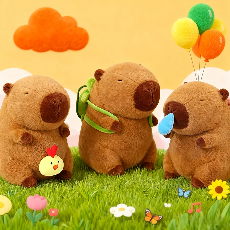 

23 см плюшевая игрушка-капибара, кукла, мультяшная черепаха, рюкзак, капибара и растягивающийся носовый слиз, капибара, подарки на день рождения, Рождество