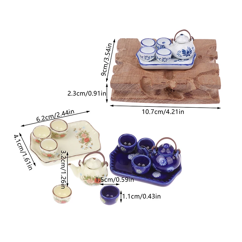 1/12 casa de bonecas mini bule cerâmica simulação xícara chá mesa conjunto casa bonecas sala estar decoração casa bonecas acessórios