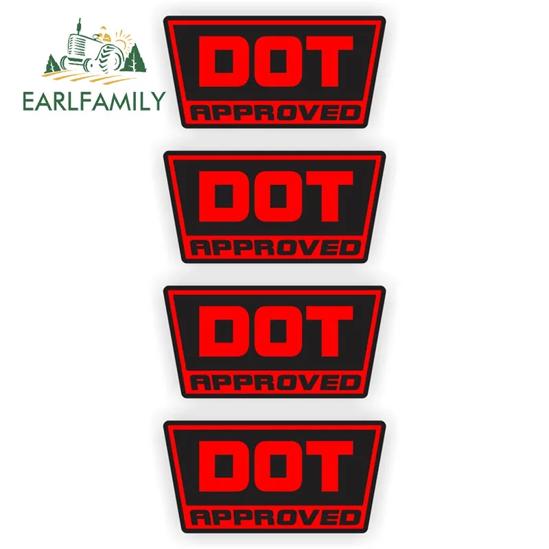 EARLFAMILY 4 Pcs DOT Approved Motorcycle DIrt Bike Helmet Car Stickers Decals Labels D.O.T. 3D Car Styling Decoration