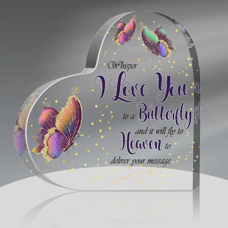 Sympathy Gifts Memorial Bereavement Gifts, Crystal Glass Heart Table Remembrance Decorations for Loss of Loved