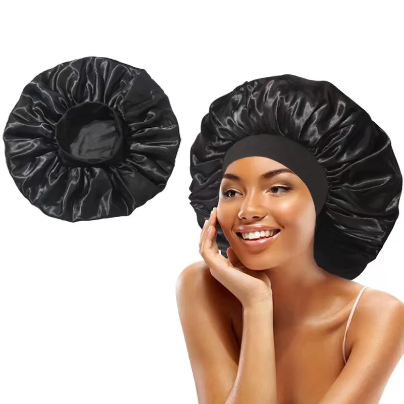 40cm Large Hair Dryer Towel Silk Wide Brim Elastic Sleeping Cap Women Smooth Round Hair Wrap Bath Shower Drying Towels Absorbent