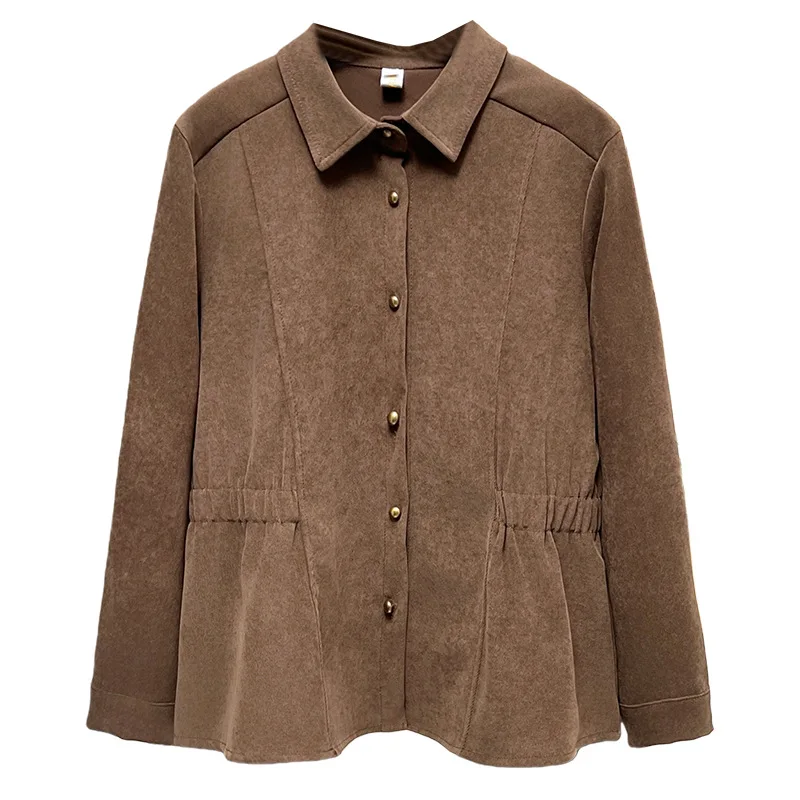 

XXXXL Fashion Plus Size Women's Blouses New Clothing For 2025 Autumn Winter Thick Brushed Long Sleeved Shirt Casual Top 675