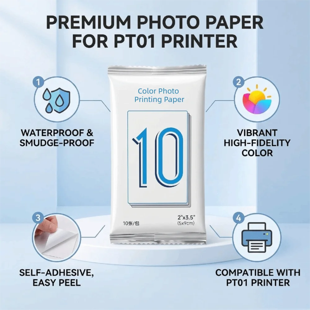 20pcs 2x3.5 Inch Self Adhesive Photo Paper Smudgeproof Tear Proof Adhesive Photo Paper Sheets Back Adhesive Sticky Back Paper