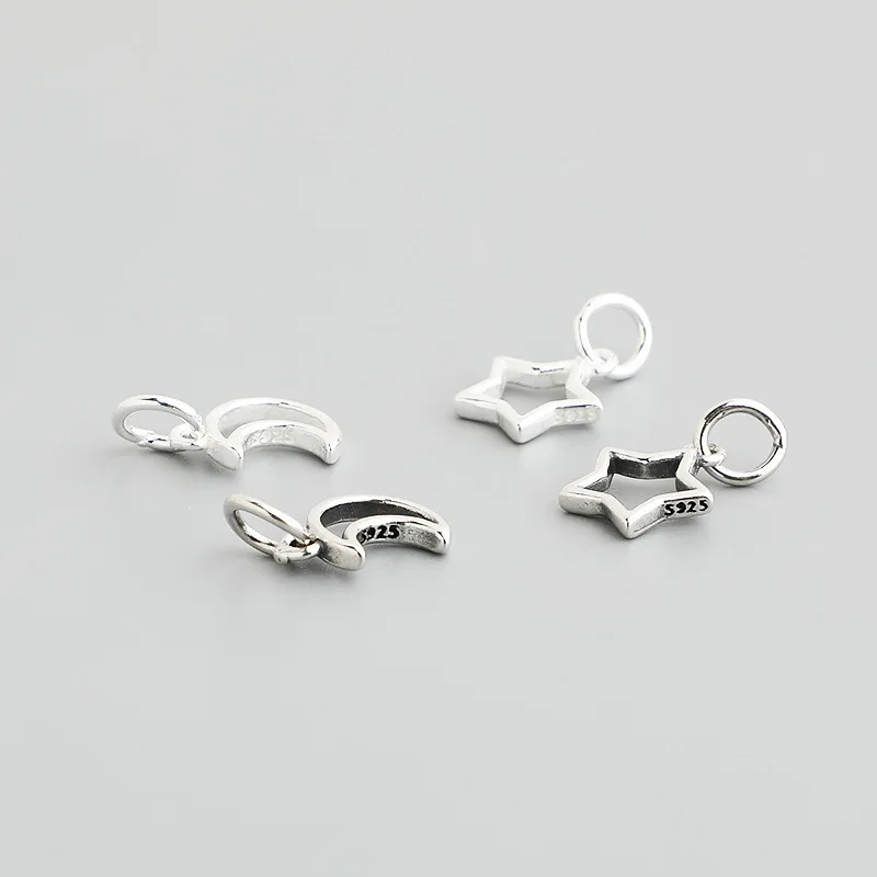 1 قطعة 925 فضة جميلة ستار/القمر الدائري Charms قلادة أقراط خواتم الفضة والمجوهرات المعلقات DIY S925 اكسسوارات الهدايا