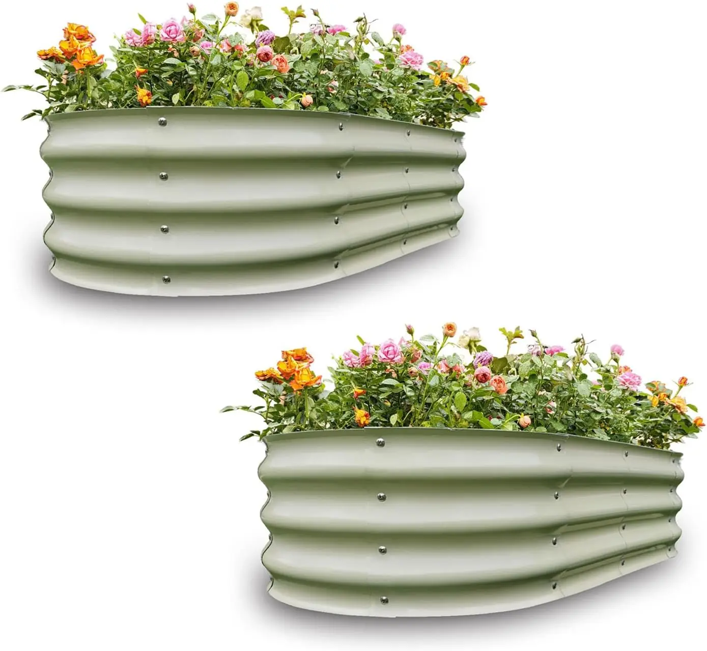 

Galvanized Raised Garden Bed Planter Box 2 Pack for Plants, Vegetables, Flowers, Fruits