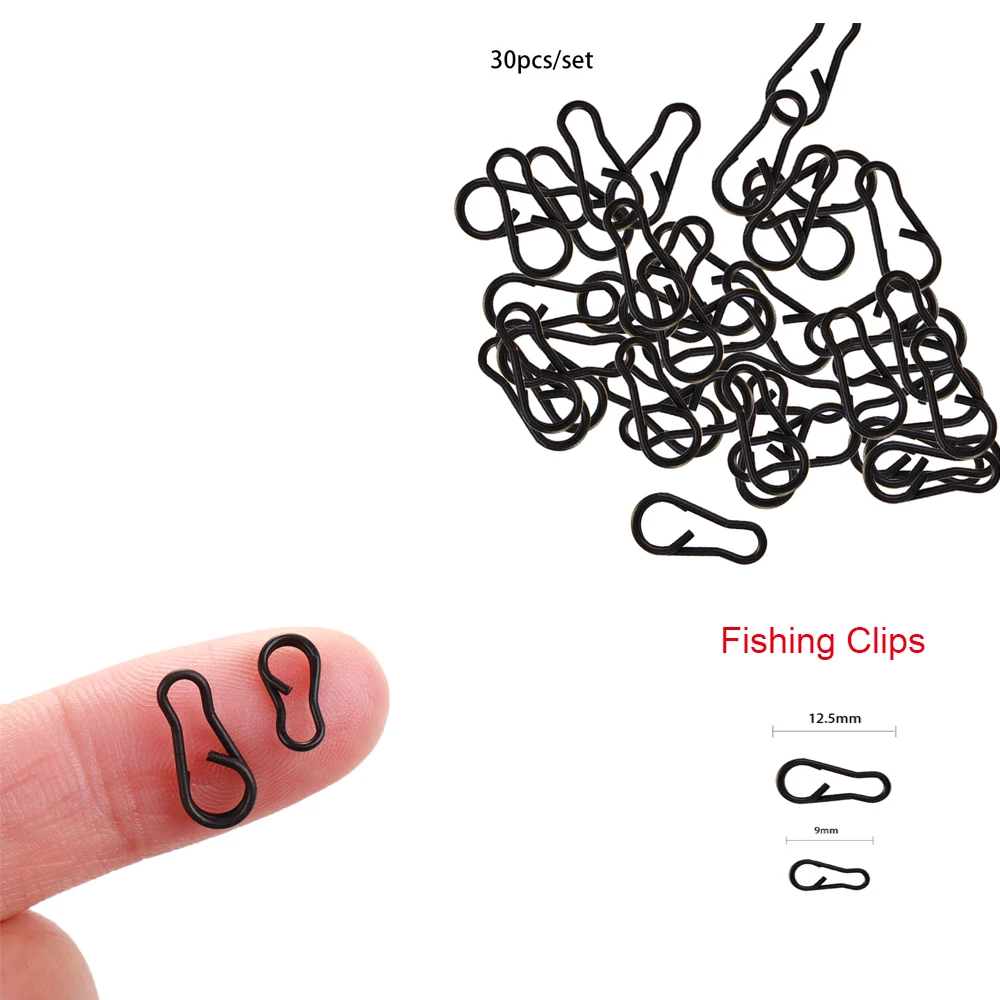 

30Pcs/lot Carp Fishing Multi Clips Quick Change Connector Matte Black Easy Link Swivels Snap Terminal Tackle Rolling Swivels