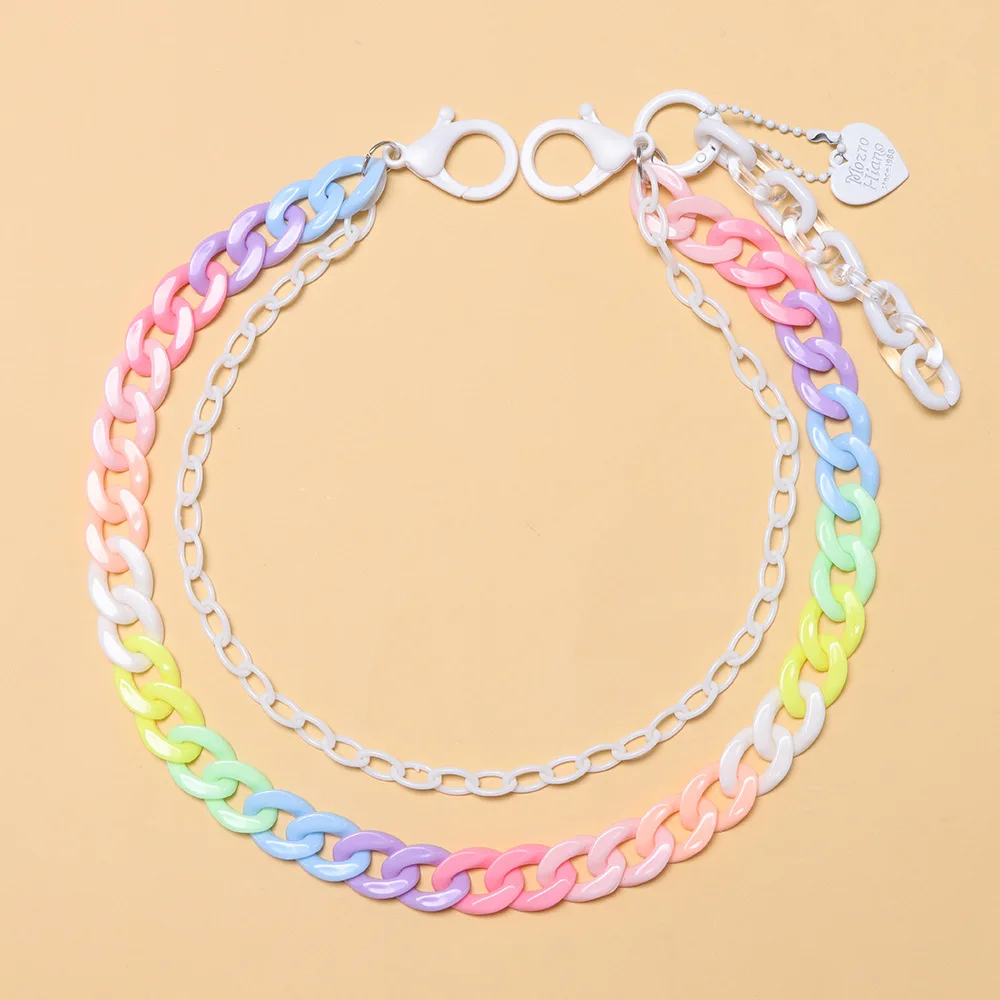 New Rainbow Resin Belts Chain Keychain Women Girls Cut Multicolor Waist Chain Acrylic Trousers Chains New Y2K Jewelry Gifts