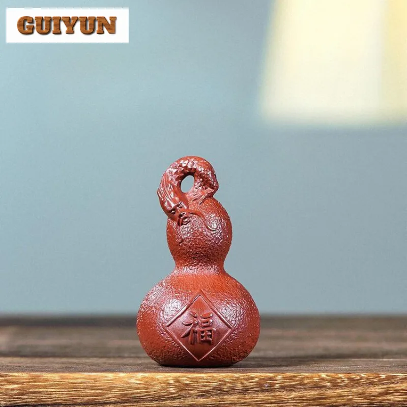 

Yixing Purple Clay Dragon Gourd Tea Pet Boutique Fish Tank Landscaping Tea Figurine Play Toys Tea Statue Ornaments Supplies Gift