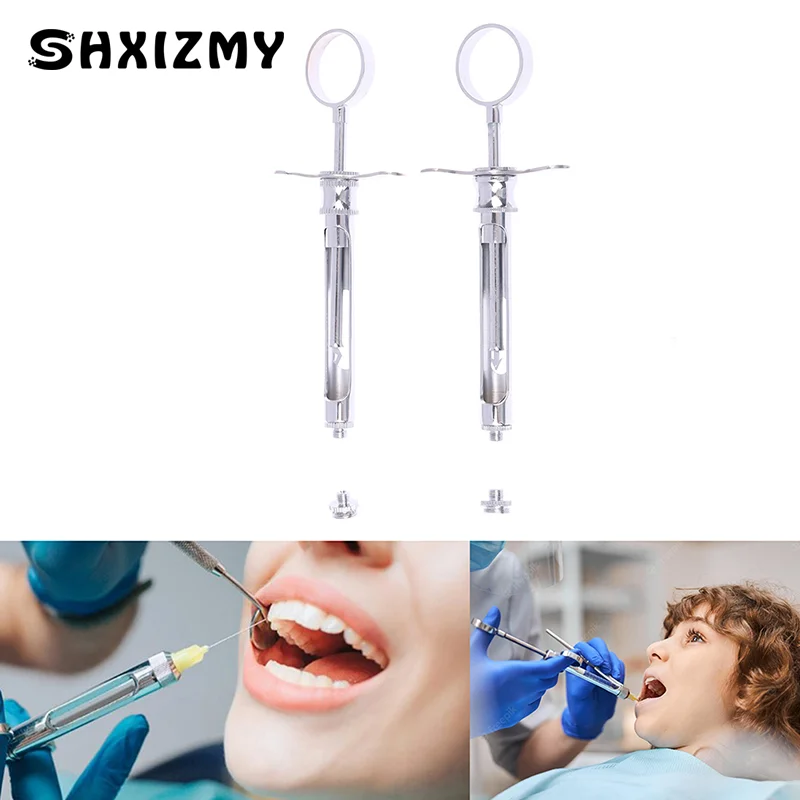 Dental injection Syringe Stainless Steel Dental Aspirating Syringe Dentist Surgical Instrument 1.8ML Lab Equipment