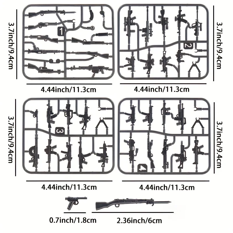Minifigure Weapon Accessories Toy Set Moc WW2 Military Building Blocks Weapons Guns Equipment Birthday Gift For Boys