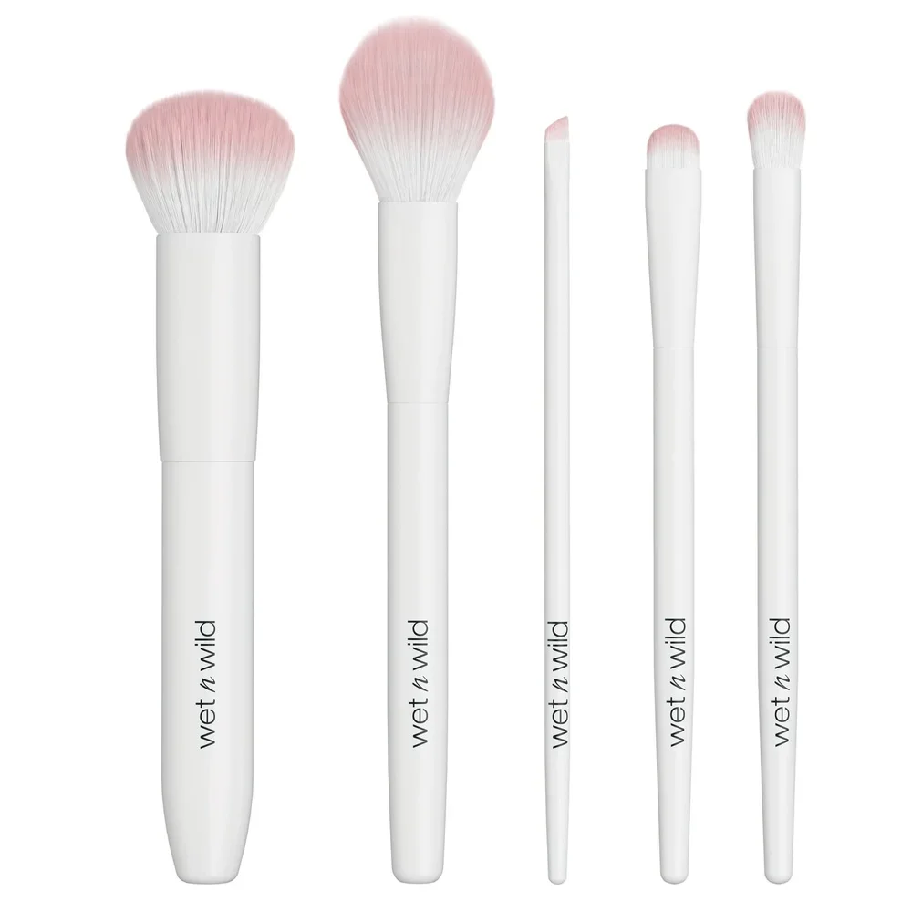 Set di pennelli per trucco professionale da 5 pezzi, fard, fodera per sopracciglia, ombretto piccolo, miscelazione affusolata, pennelli sintetici di precisione in doppia fibra