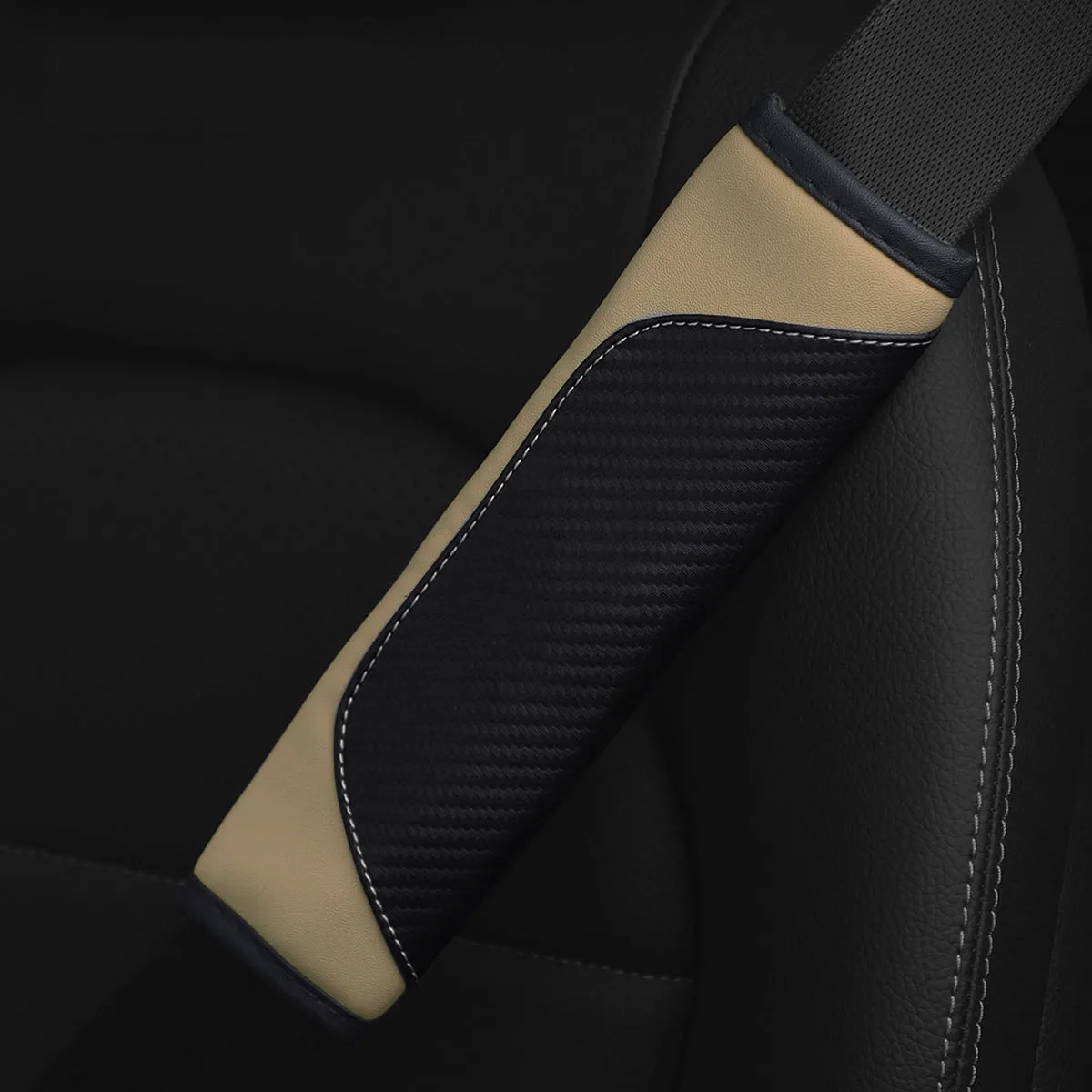 1 Set PU-Karbonfaser-Leder-Auto-Schultergurt-Dekoration für den Fahrzeuginnenraum, in verschiedenen Farben erhältlich – Detail 9