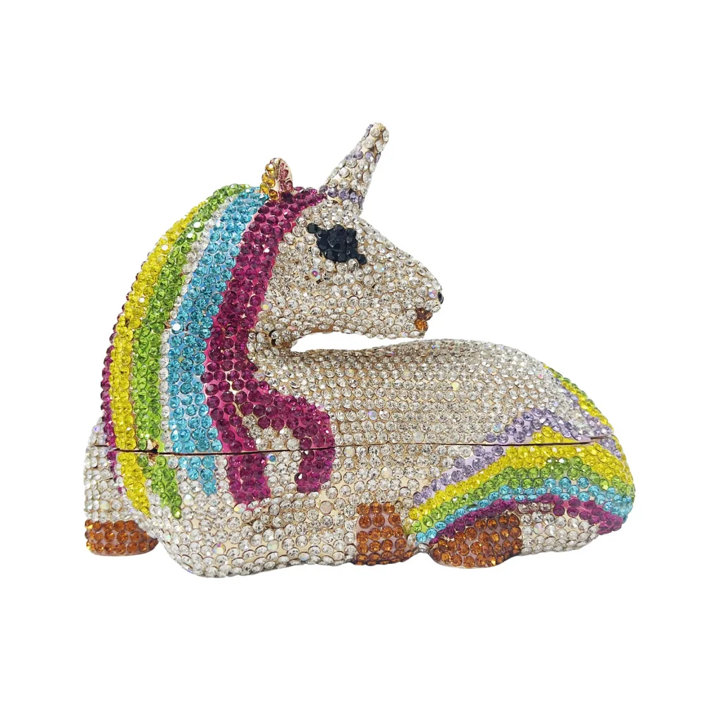

Unicorn Clutch Bag for Women Sparkling Rhinestone Party Purse Wedding Evening Bag Cute Animal Horse Bridal Shiny Diamond Gift