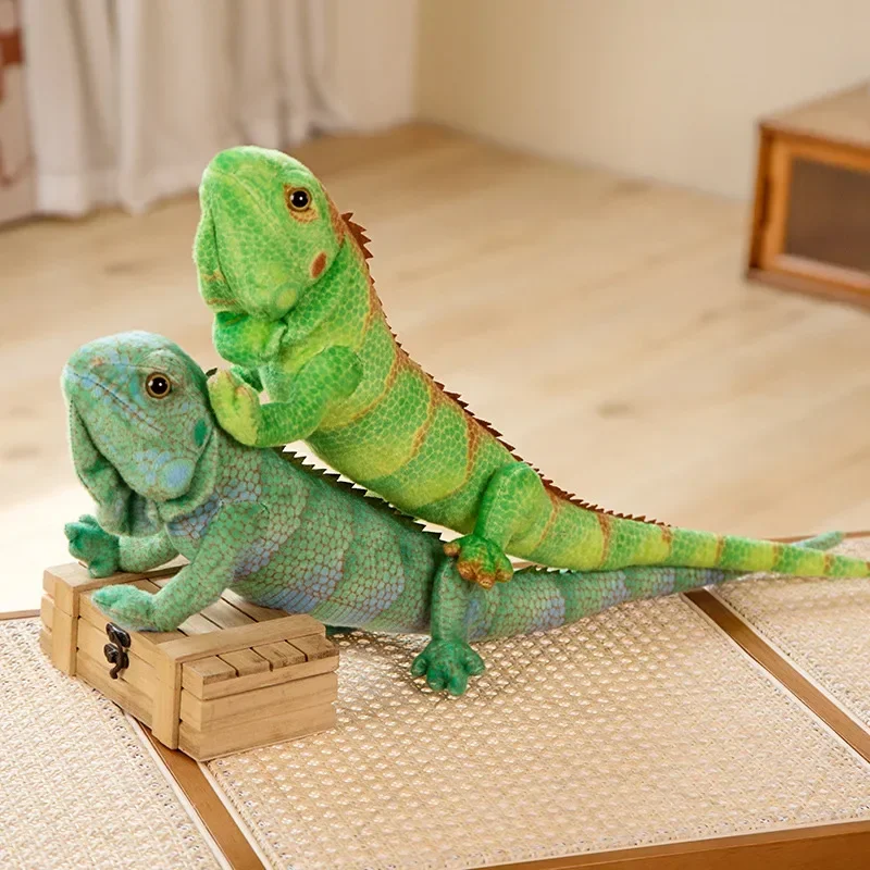 Figura realista de lagarto Iguana verde/marrón, modelo bonito de lagarto reptil, juguetes de peluche, muñeco de peluche de Animal de imitación, regalos para niños