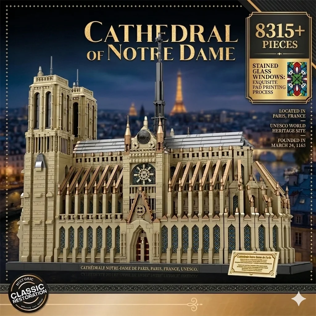 

8315PCS MOC Notre Dame de Paris Building Blocks DIY Architecture Model Bricks France Cathedral Construction Set Adult Gift Toy