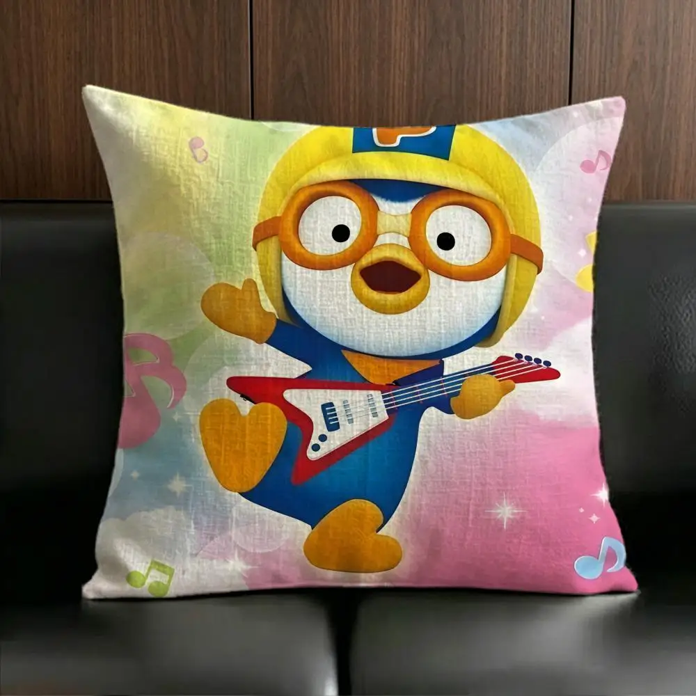 ANIME Pororo Cushion Cover Anti-dustmite Pillowcase Invisible zipper silky short plush Sofa cushion cover