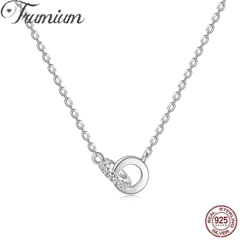 

Ожерелье Trumium из настоящего серебра 925 пробы для женщин, подвеска в виде переплетенных кругов, простое изящное украшение, подарок для женщин