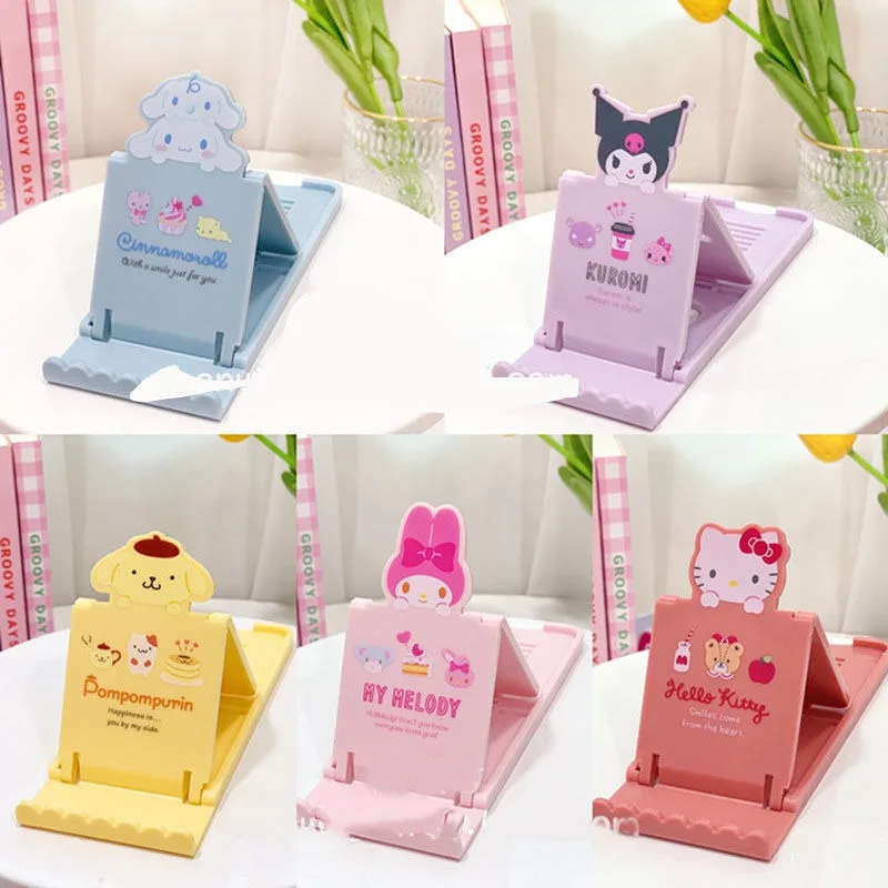 

Miniso Kawaii Sanrio Animation Folding Phone Holder Cute Cartoon Kurome Cinnamon Melody Phone Holder TV Drama Artifact Gift