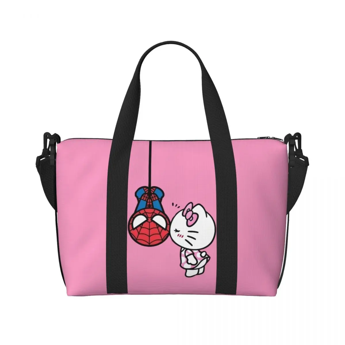 

Пляжная большая сумка Hello Kitty на заказ для женщин, милый кот, большое отделение, пляжные дорожные сумки для спортзала