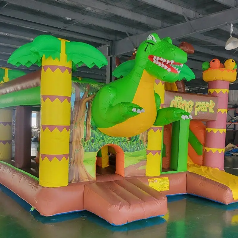 

Inflatable Trampoline with Slide Dinosaur Inflatable Castle Bounce House With Air Blower