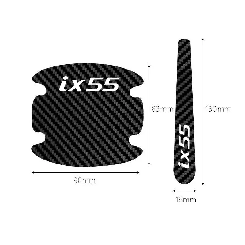 8PCS Car Door Bowl Stickers Cover for Hyundai IX55 Logo Carbon Fiber Exterior Strip Texture Protect Anti Scratches Tape Decals