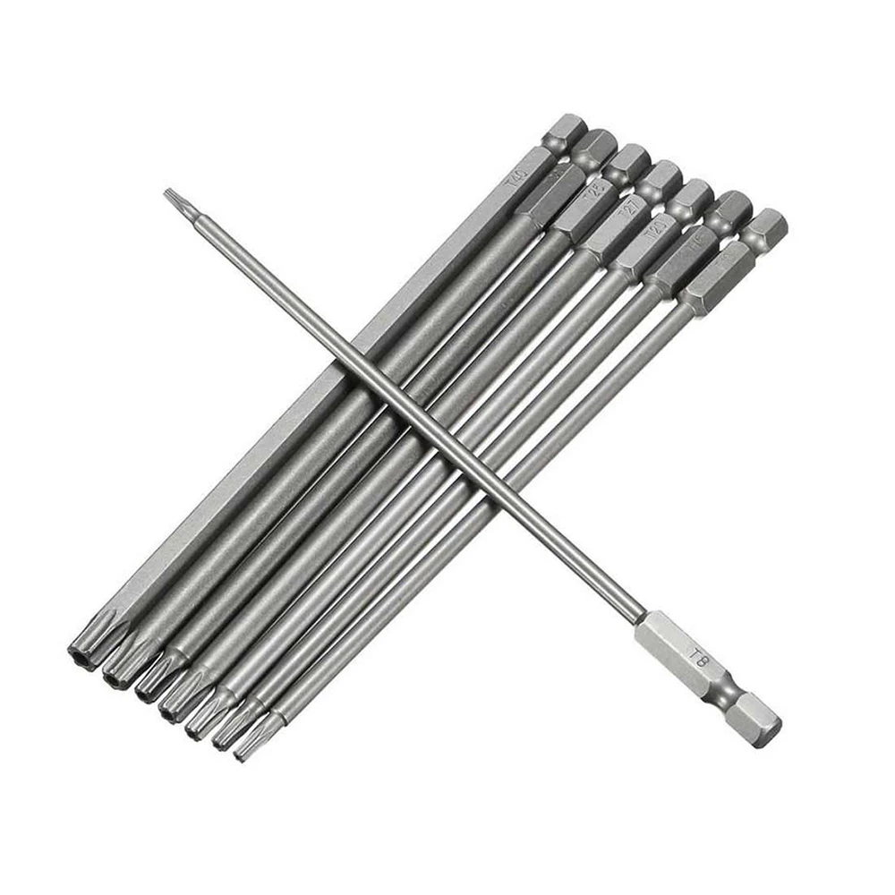 8pcs Screwdriver Bit TorxSocket Tip Magnetic Head 1/4 Shank For Power Drill Tool Screw Driver Bat T8,10,15,20,25,27,30,T40