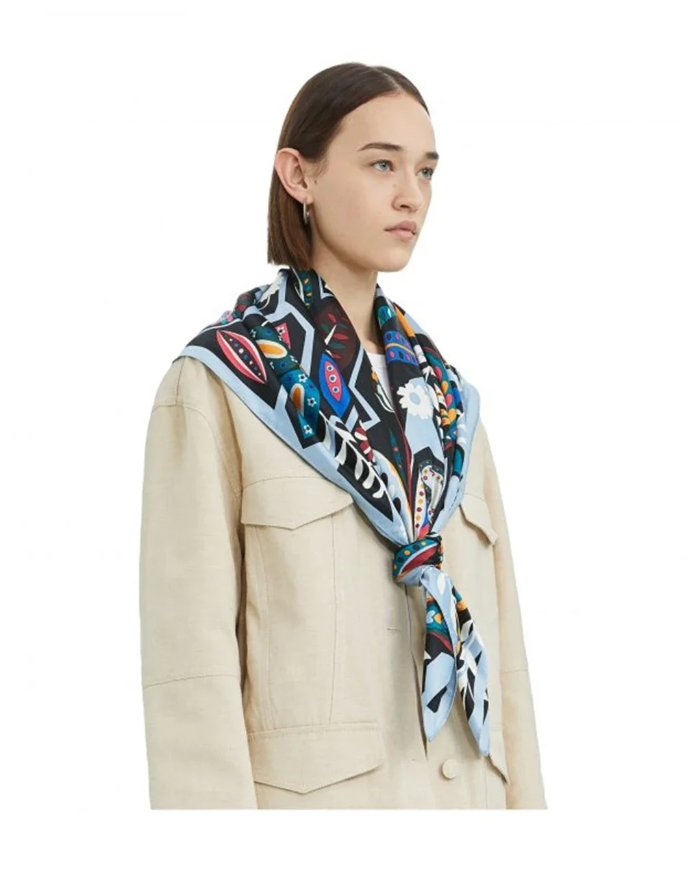 120cm Art abstrait Design de luxe Extra grande taille femmes été serviette de plage fleurs Vase Bandana foulards carrés femme dame accessoire