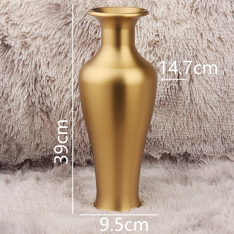 مزهرية نحاسية لتنسيق الزهور تأثيث المنزل أدوات زهور غرفة المعيشة على الطراز الصيني الجديد غرفة الطعام الفاخرة الخفيفة