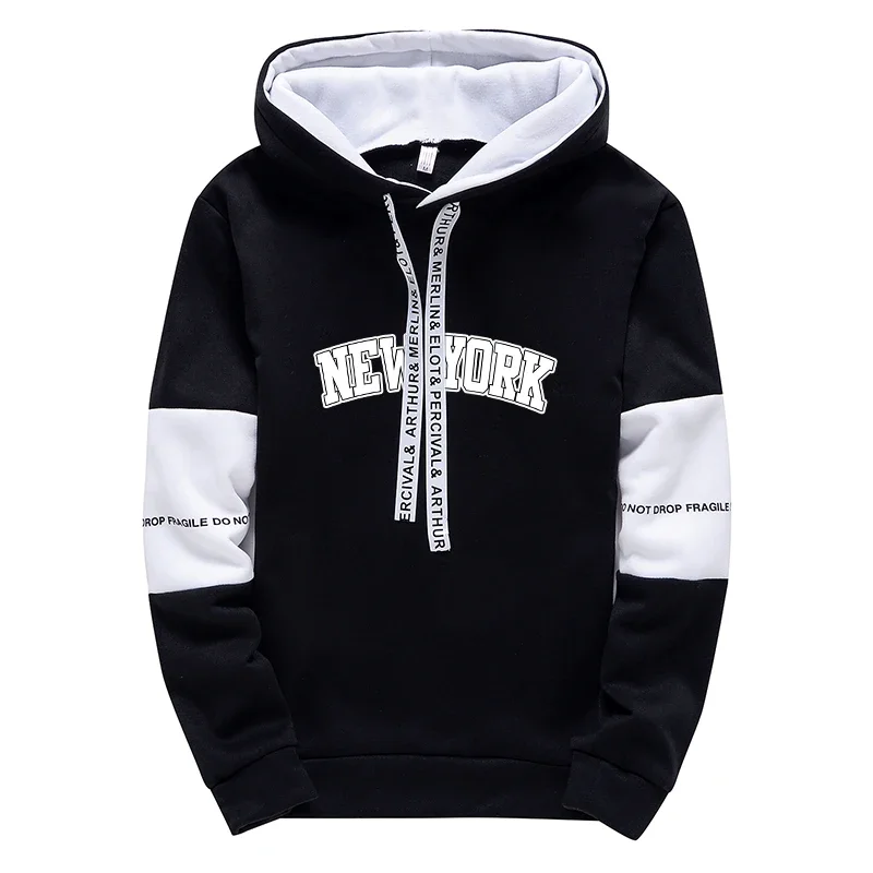 Mens Tracksuit New York Printing Hooded Sweatshirt Suit or Tops or Pants Fashion Simplicity Black White Casual Sportswear S-3XL