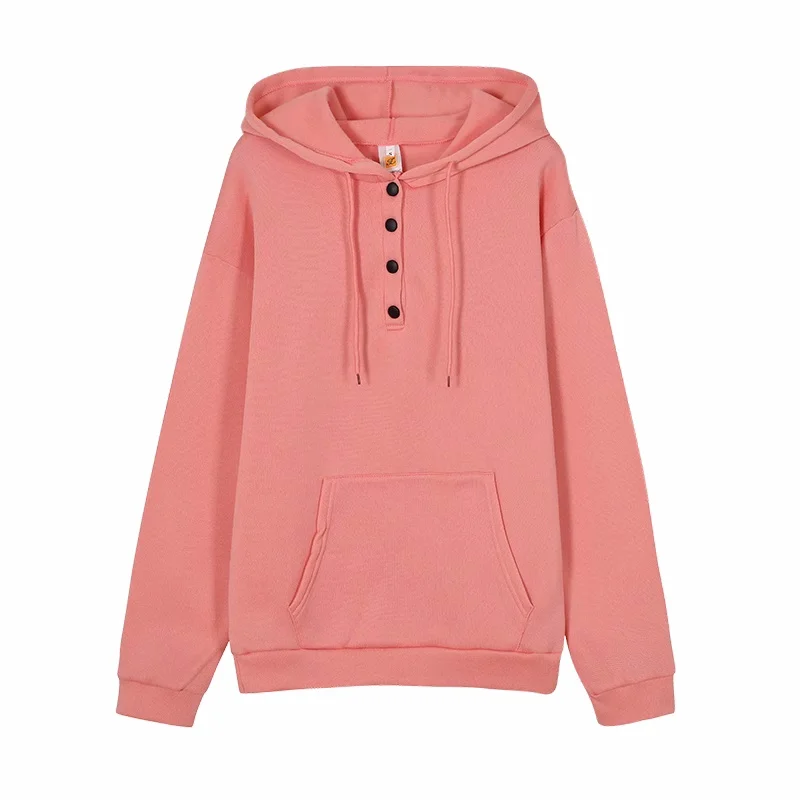 

Spring Autumn Women's Fashion Solid Color Sports Hoodie Loose Casual Long Sleeve Pullover Tops Drawstring Pocket Sweatshirt