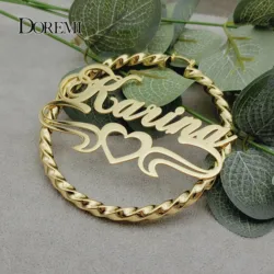 DOREMI 30/50/70/90MM Custom Name Earring Big Hoops Cat Character Stainless Hip Hop Style Earrings Custom Earrings for Women Gift