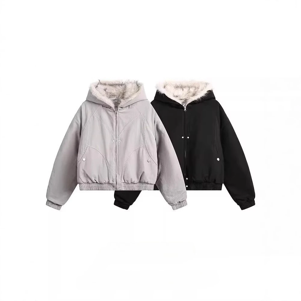 

Winter Cotton Clothes Short Women's Warm Fleece Thickened Fur Collar Jacket