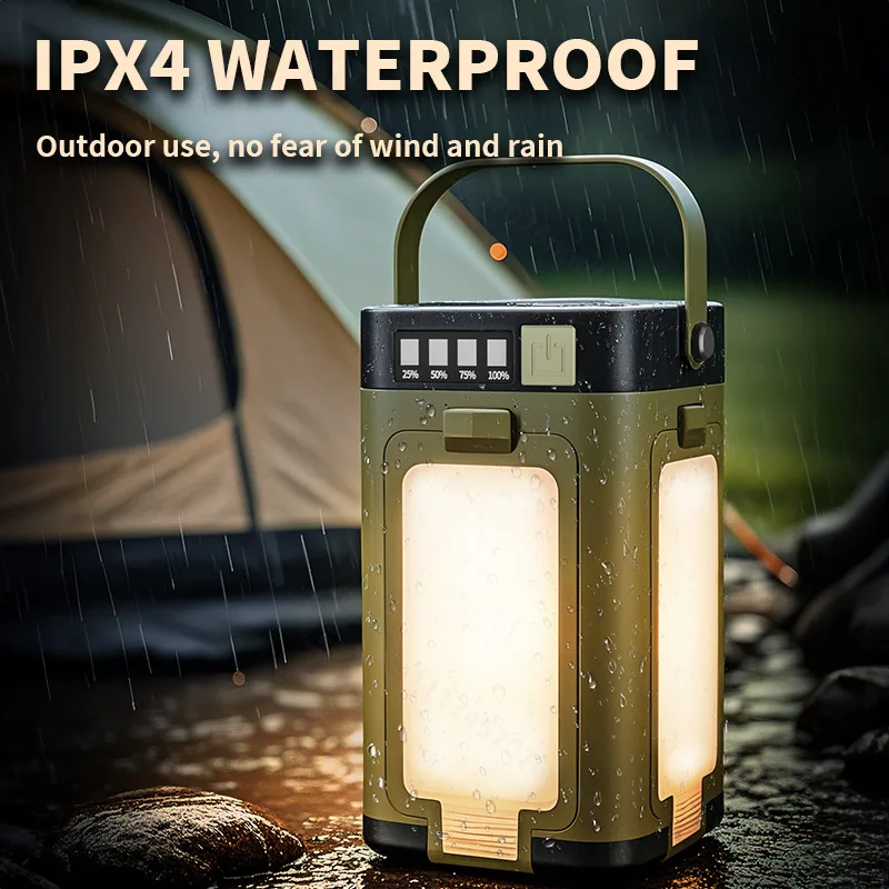 Multifunctional Solar Camping Light, 4‑Leaf Foldable Outdoor Tent Lamp, USB Output Portable Atmosphere Light for Hiking Travel