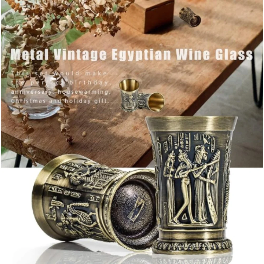Vintage Egyptian FOR Pharaoh Shot Glass Zinc Alloy for retro Cocktail Cup Luxury Goblet Household for retro Metal Cup Bronze