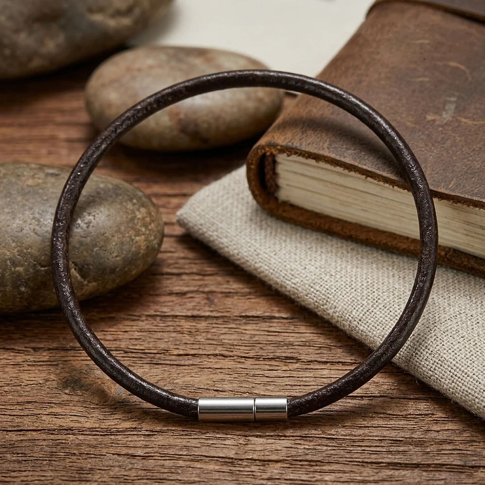 Minimalist 3mm Thin Cowhide Rope Bracelet Men 2 Sizes Options High Quality Braslet Charm Business Homme Versatile Accessories