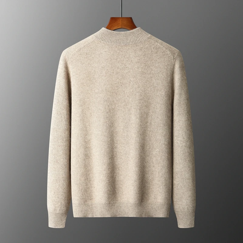 Men 100% Merino Wool Cardigan Coats Zipper Jacket Sweater Simple Basic Autumn Winter New Fashion Thick Warm Versatile Knit Tops