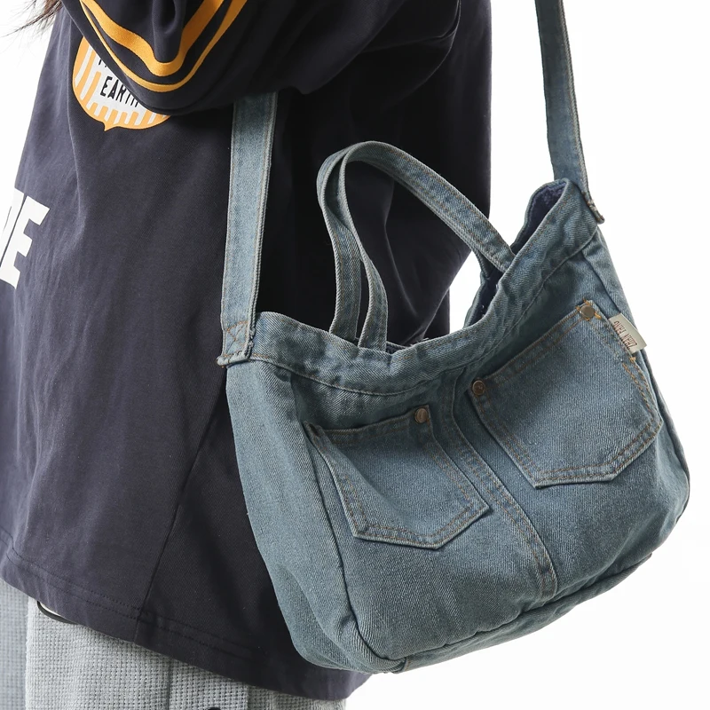 Mode Neue frauen Denim Schulter Tasche Studenten Casual Täglichen Gebrauch Umhängetaschen Weibliche Handtasche Täglichen Reisetasche