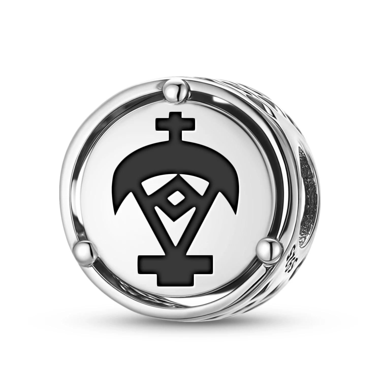 

925 Sterling Silver Adinkra Ohene Papa Charm Fit Original Bracelet Diy Jewelry Accessories Family Bead