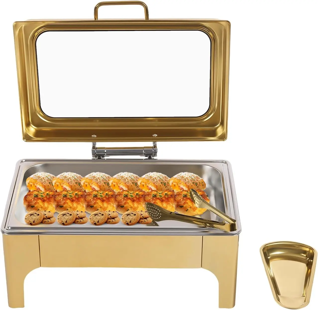 

Food Warmer Buffet Server, 10L Gold Stainless Steel Chafing Dish with Covers, Chafing Dish Buffet Set, for Hotels, Restaurants