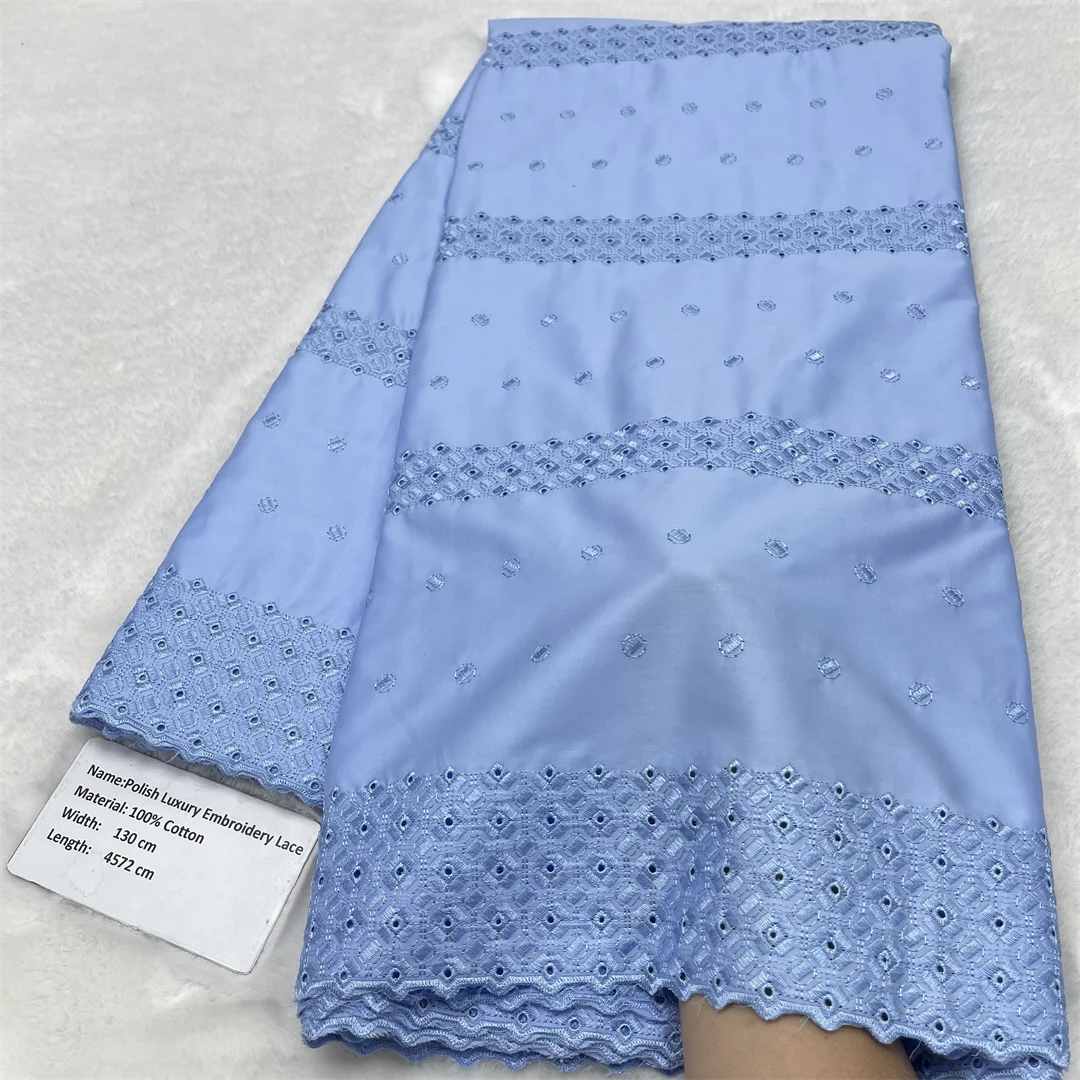 

Польская атласная кружевная ткань 5 ярдов, нигерийская 100% хлопковая вышитая ткань, высококачественный швейцарский вуаль для мужчин в дубайском стиле