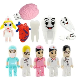 Plastic Dokter Usb Flash Drive 128G Verpleegster Tand Cel Usb Pendrive 32gb 64gb Usb Memory Stick Pen Drive 256Gb Usb Memoria Disk Cadeau