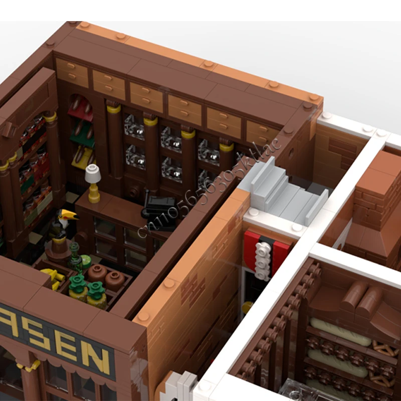 7296 PCS Street Scene Modern Colonial Goods Store Old Bakery MOC Customize Modular Building Block DIY Boys Holiday Toy Gifts