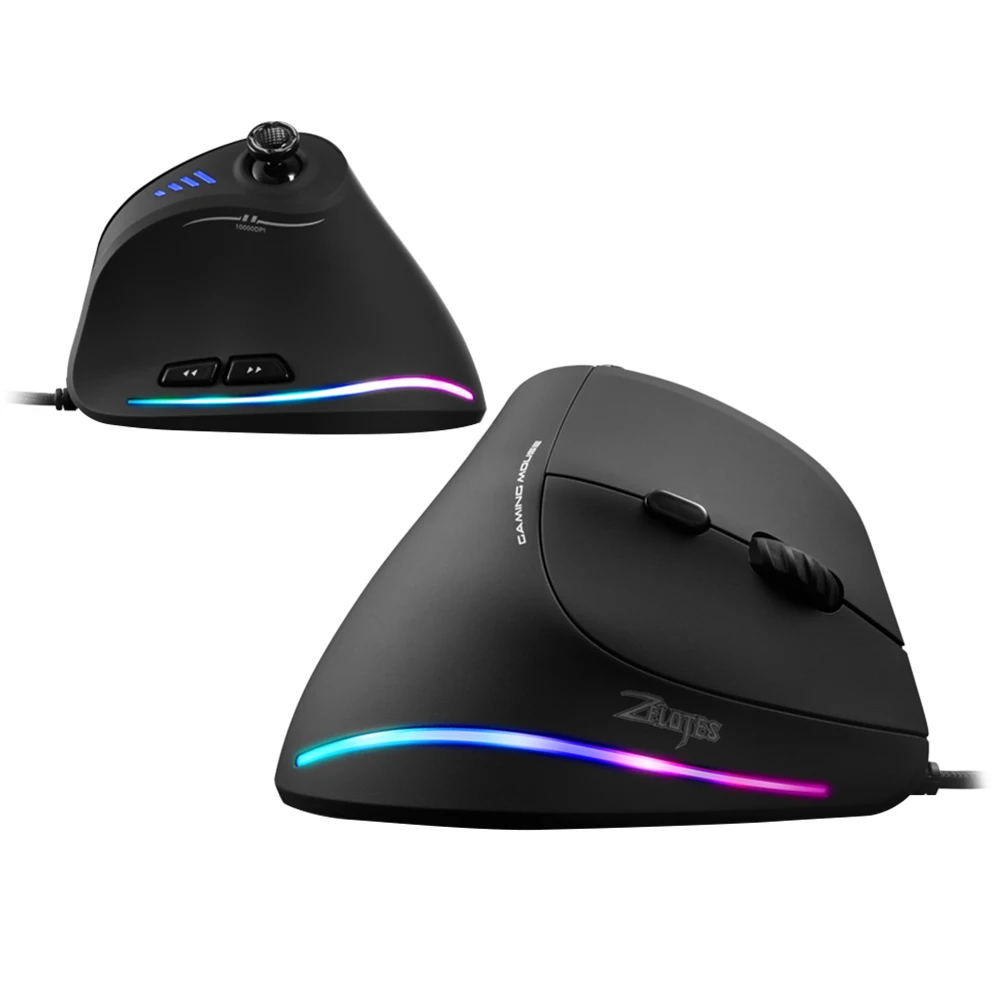 

ZELOTES C-18 USB Проводная регулируемая мышь 10000 точек на дюйм Оптическая игровая вертикальная мышь