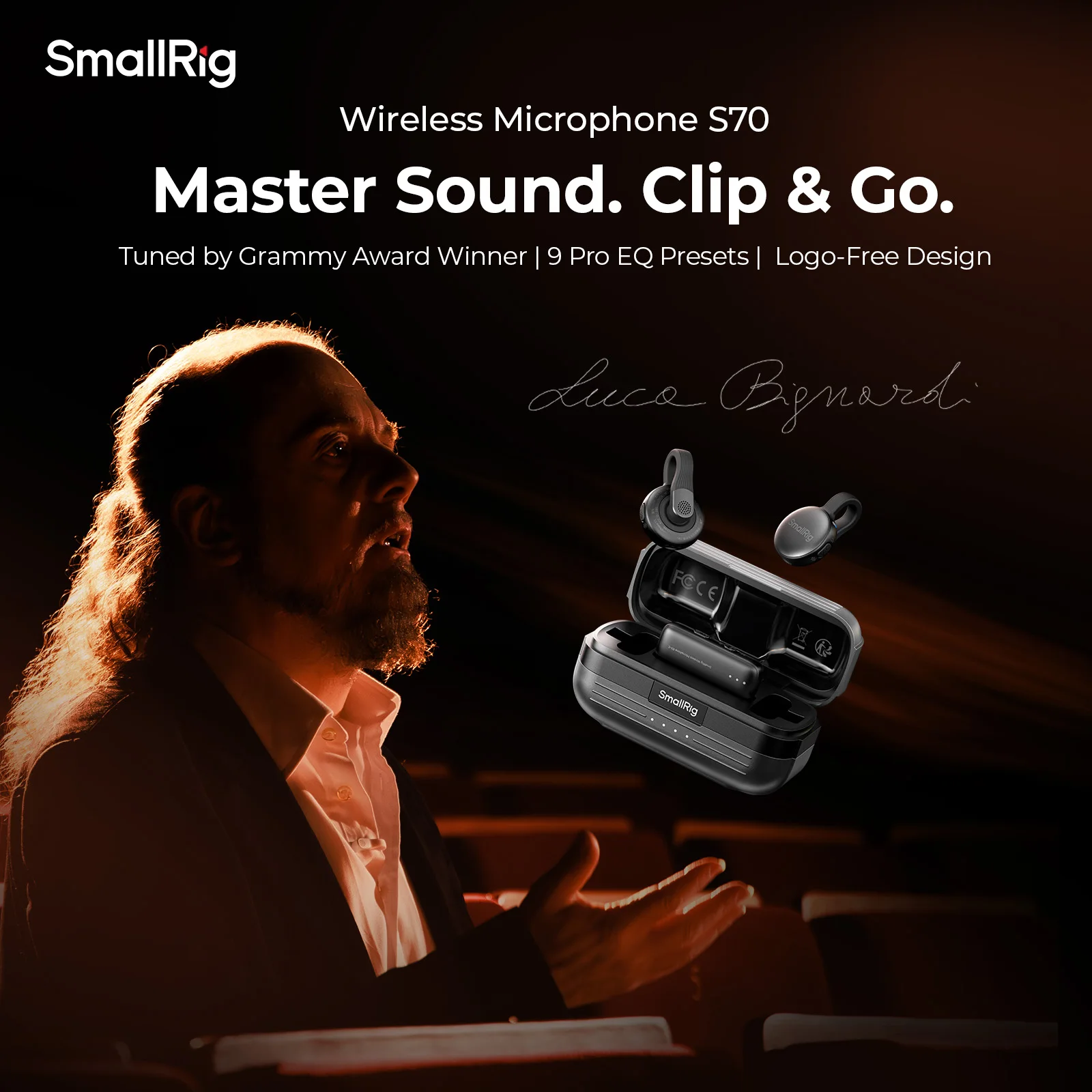 

Беспроводной микрофон SmallRig S70-C2 с USB-C адаптером для телефонов/камер для видеоблогов, 24-бит/48 кГц, 70 дБ SNR, для DJI -5717
