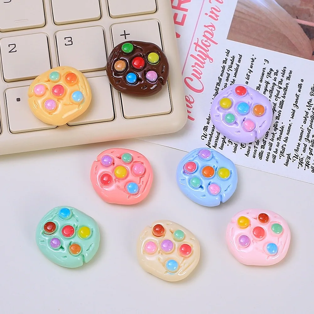 10pcs Cute Cookies Resin Flatback Cabochon Simulation Food Scrapbooking Figurines DIY Decoration Crafts