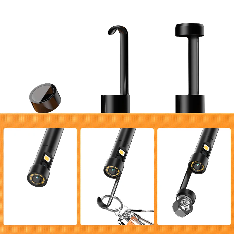 4.3-inch IPS Screen Endoscope Dual 8mm 1080P with 5m Rigid Cable IP67 Industrial Borescope Detachable Design with Tools Bag