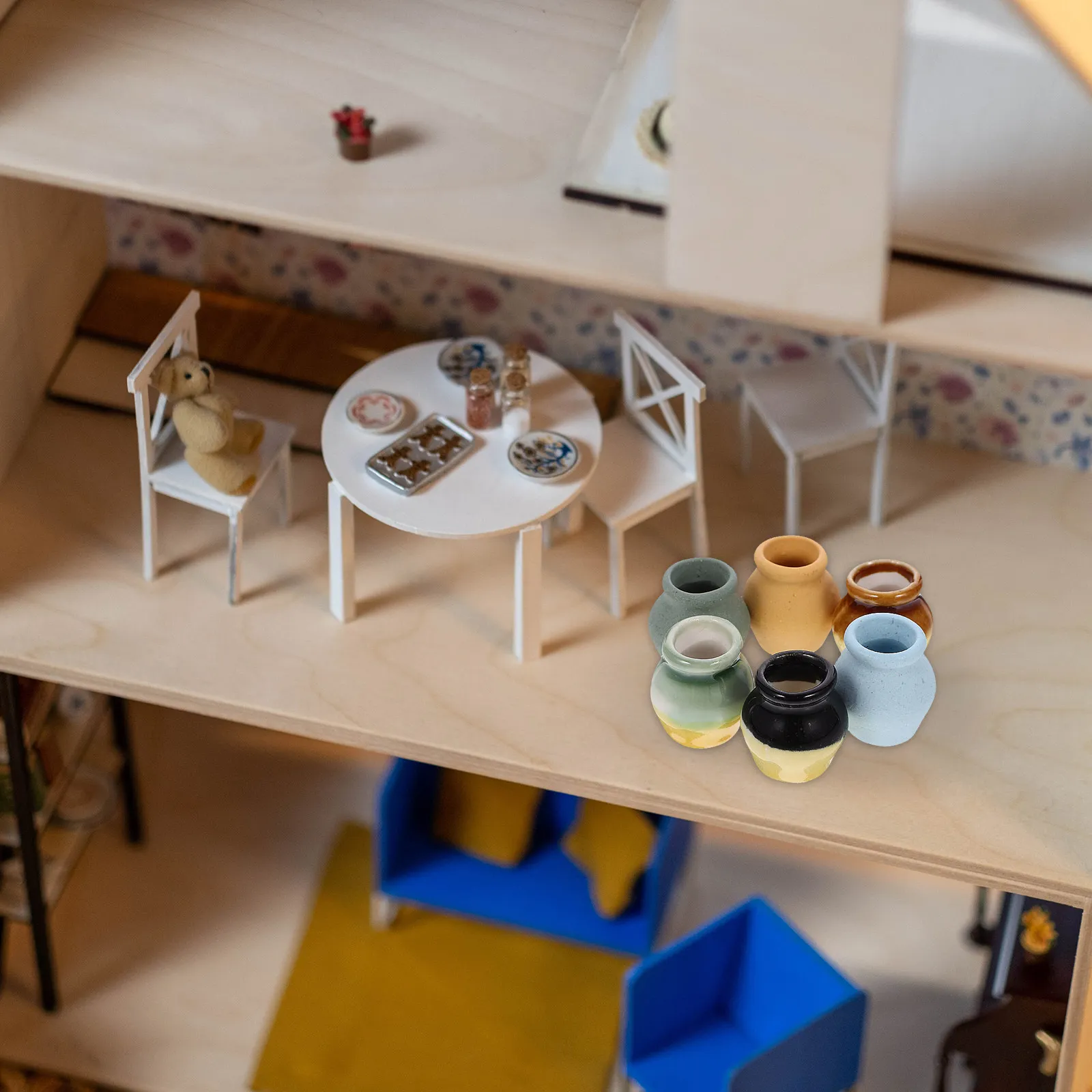 

Набор из 6 миниатюрных керамических ваз: креативные аксессуары для дома, декор для рабочего стола и полок, украшения для небольших помещений