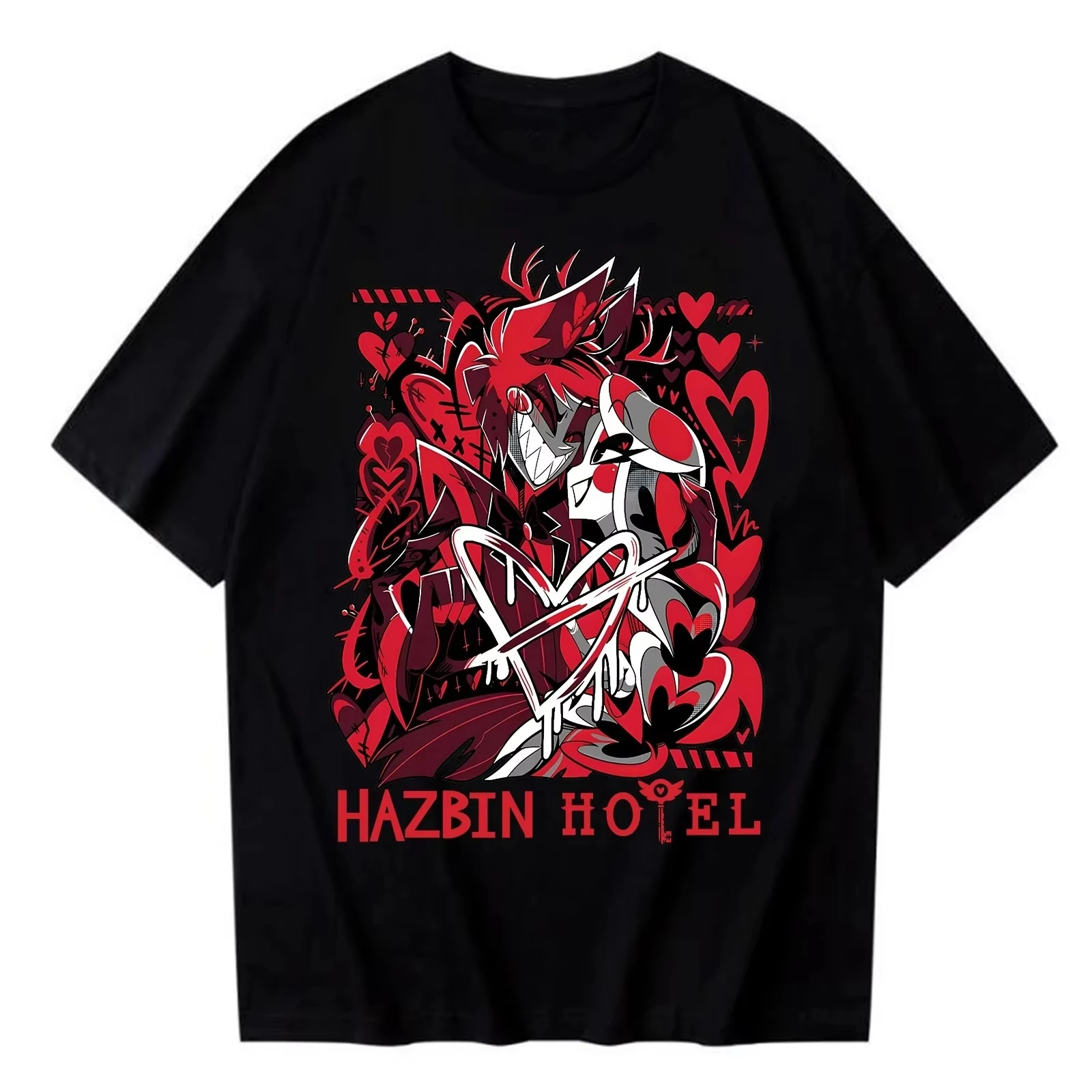 2026 Summer Men and Women Casual Fashion Short Sleeve Couple's Wear Hazbin Hotel Alastor Angel Dust Print Cotton T-shirt Y2K Top