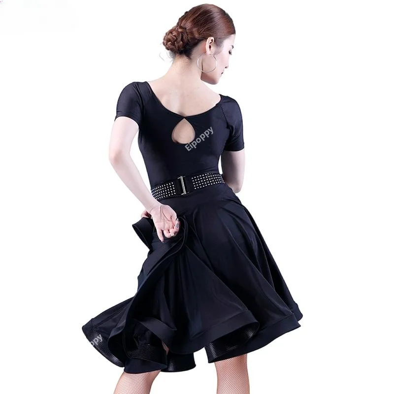 New Style Latin Dance Costume Adult Dance Dress Female Short-Sleeved Performance Four Seasons Competition Dovetail